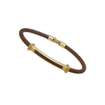 Heren Armband Goud Bruin Staal