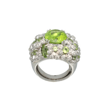 Exclusief Witgouden Cocktailring met Peridot & Diamant
