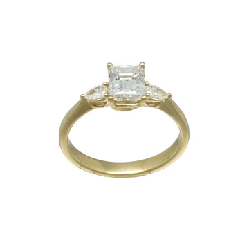 geelgouden solitair ring emerlad Cut 1.08 Ct incl.HRD certificaat