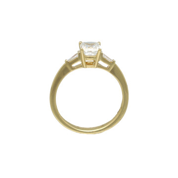 Geelgouden Solitair Ring Radiant Cut 1.01 Ct HRD Certificaat