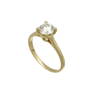 geelgouden Solitair ring met briljant 0.98 Ct incl HRD certificaat