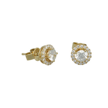 Geelgouden 18 krt oorknoppen diamant incl.IGI rapport