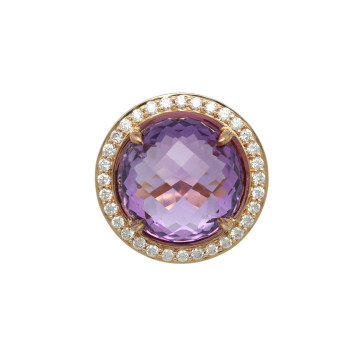 Rosegouden ring Amethist en Briljant