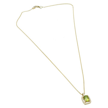Geelgouden collier met diamant en peridot