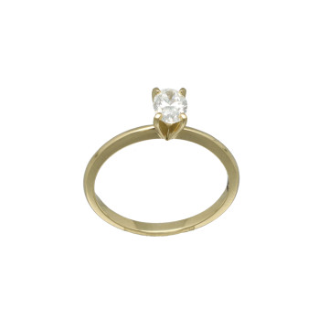 Geelgouden Solitaire ring Ovale diamant