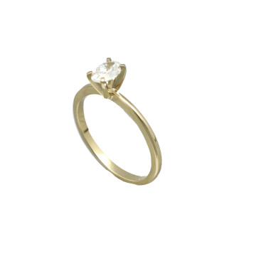 Geelgouden Solitaire ring Ovale diamant