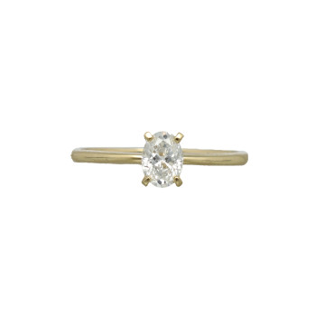 Geelgouden Solitaire ring Ovale diamant