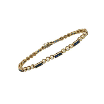 Geelgouden armband met saffier en briljant 