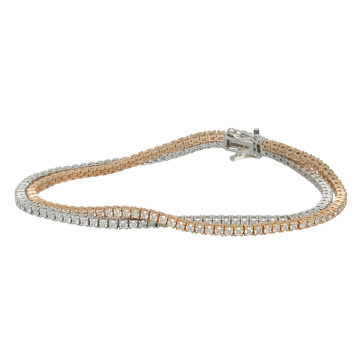 Rose/Witgouden Tennisarmband met briljant 3.60ct