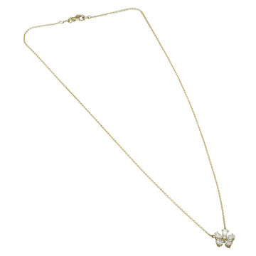 Geelgoud collier rozet hanger met diamant 