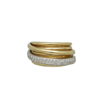 Massief geelgouden slag ring met pave diamant 0.90ct