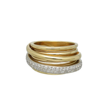 Massief geelgouden slag ring met pave diamant 0.90ct