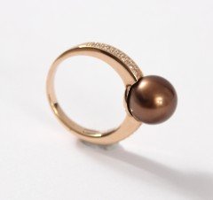 14 krt RosÃ© gouden Briljant/Parel ring