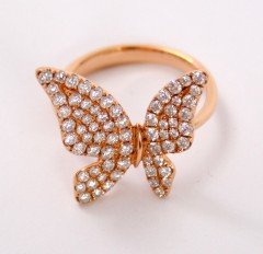 18 Krt. RosÃ© gouden Designring met Briljant