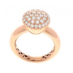 18 Krt RosÃ© gouden ring met briljant 0.91 Ct