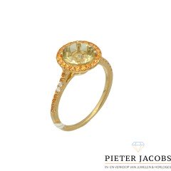 18Krt. ring bezet met Topaas- Briljant 