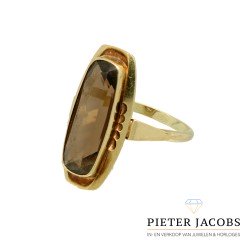 14 krt Vintage ring met rook topaas.