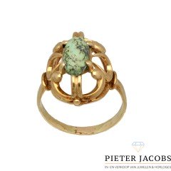14Krt. geelgouden Vintage ring gezet met Turquoise