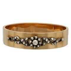 Antiek gouden armband bezet met Roos geslepen diamanten Ca. 1900