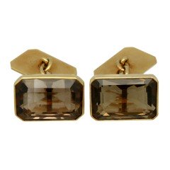 14 krt manchetknopen met rooktopaas.