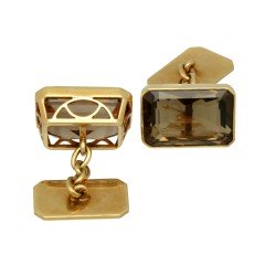 14 krt manchetknopen met rooktopaas.