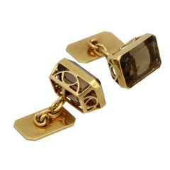 14 krt manchetknopen met rooktopaas.