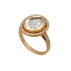 18 Krt RosÃ© ring met Briljant en Topaas.