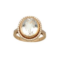 18 Krt RosÃ© ring met Briljant en Topaas.