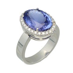 18Krt. Witgouden Entourage ring met Briljant & Tanzaniet 