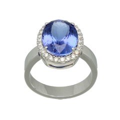 18Krt. Witgouden Entourage ring met Briljant & Tanzaniet 