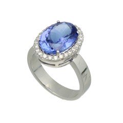 18Krt. Witgouden Entourage ring met Briljant & Tanzaniet 