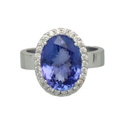 18Krt. Witgouden Entourage ring met Briljant & Tanzaniet 