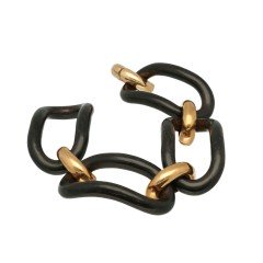 RosÃ© gouden armband met Ebbenhout, Italiaans design