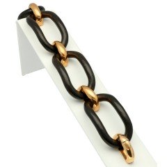 RosÃ© gouden armband met Ebbenhout, Italiaans design