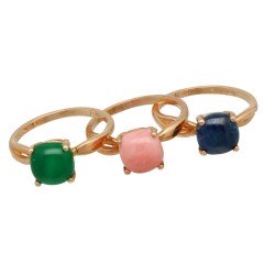 Set van18 krt RosÃ©gouden kleursteen ringen.