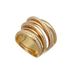 RosÃ© gouden fantasie ring bezet met 2 rijen briljant