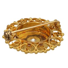 14 Krt vintage broche met Diamant en Parels