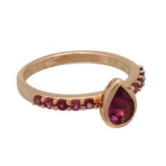 RosÃ© gouden ring met Rhodoliet