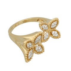 14 Krt. ''Flower'' ring gezet met Briljant 0.21Ct.