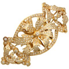 18 Krt.  broche-haarspeld vele Briljanten ca 4,5 ct.