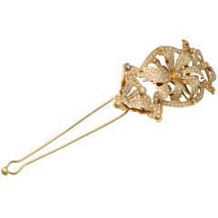 18 Krt.  broche-haarspeld vele Briljanten ca 4,5 ct.