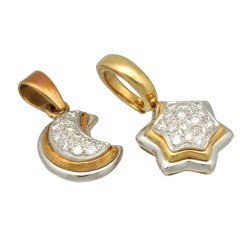 18 Krt. briljant hanger, prijs per stuk. Ster en Maan