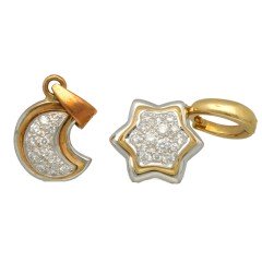18 Krt. briljant hanger, prijs per stuk. Ster en Maan