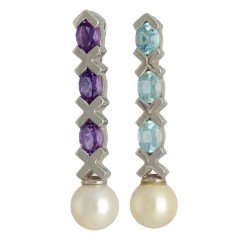 18 krt hanger met Topaas/Amethist en Parel