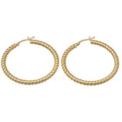 14 Krt Gouden Oorringen, gedraaid. 30mm