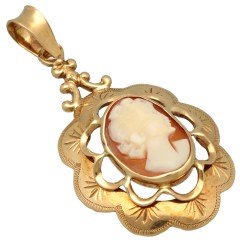 14 Krt. vintage  Camee hanger ca. 1970