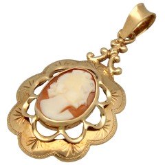 14 Krt. vintage  Camee hanger ca. 1970