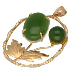 14 Krt gouden hanger met Jade