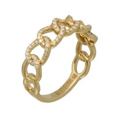 Diamanten schakel ring in 14 krt goud.