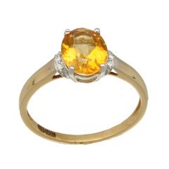 Gouden ring met Citrien en Briljant